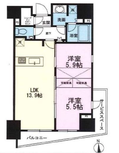 パークリュクス新宿御苑前mono 13階 間取り図