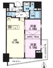 パークリュクス新宿御苑前mono 13階 間取り図