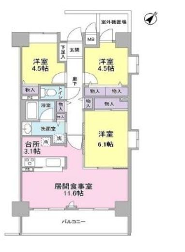 ブリリアントヨス 411 間取り図