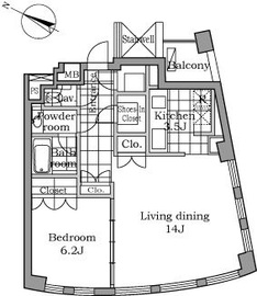 レジディアタワー乃木坂 1303 間取り図