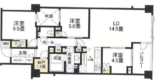 パークホームズ文京小日向ザ・レジデンス 3階 間取り図