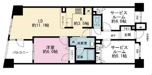 コスモ上野パークサイドシティ 7階 間取り図