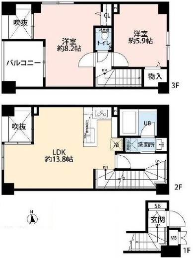 オープンレジデンス赤坂テラス 2階 間取り図