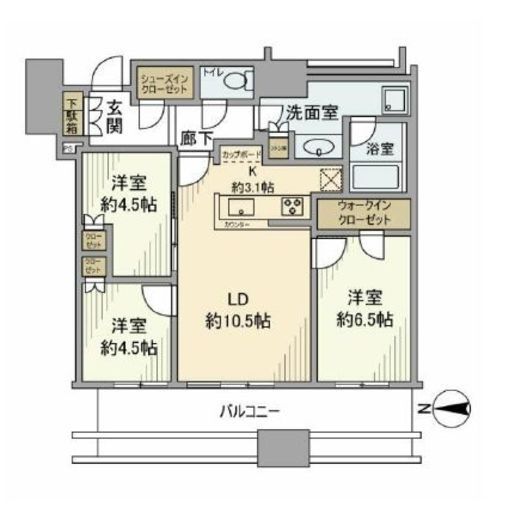 パークシティ武蔵小杉ザガーデンタワーズウエスト 7階 間取り図