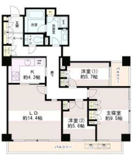 小石川パークタワー 4階 間取り図