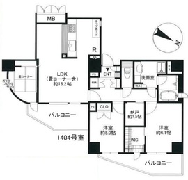 根津シティタワー 14階 間取り図