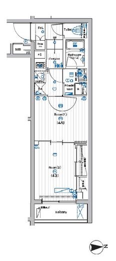 プレミアムキューブ大岡山DEUX 2階 間取り図