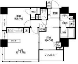 ザ・ヒルトップタワー高輪台 18階 間取り図