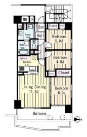 シティハイツ麻布十番 3階 間取り図