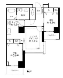 河田町ガーデン 1-1601 間取り図