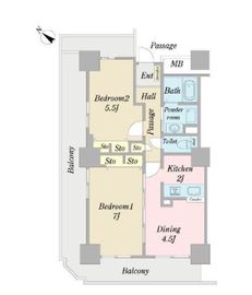 天王洲ビュータワー 1413 間取り図