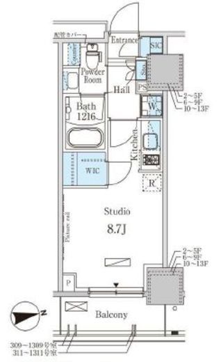 パークアクシス大塚 411 間取り図