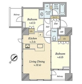 プラウドタワー高輪台 8階 間取り図