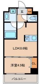 グローリオシェルト東京八丁堀 202 間取り図