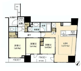 ブリリア日本橋人形町 3階 間取り図