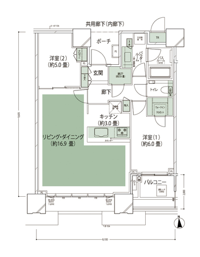 ドゥ・トゥール 21階 間取り図