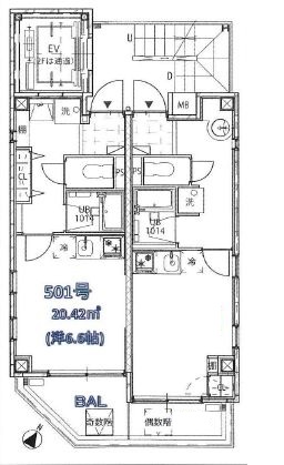 クーカイ・テラス中目黒 501 間取り図