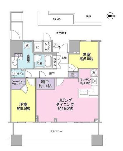 エクラスタワー武蔵小杉 15階 間取り図