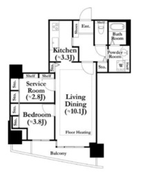 河田町ガーデン 1-2307 間取り図