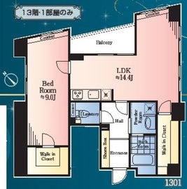 Daffitto天王洲 (ダフィット天王洲) 1301 間取り図