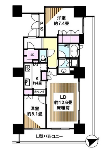 ハーモニーレジデンス新宿イースト 8階 間取り図