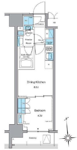 ルフォンプログレ上野稲荷町 1102 間取り図