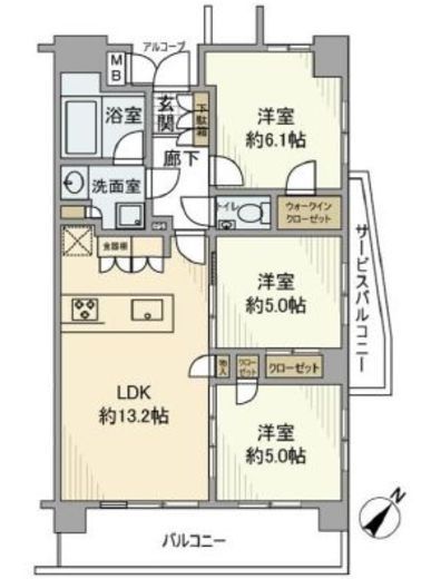 ミオカステーロ上野毛 2階 間取り図