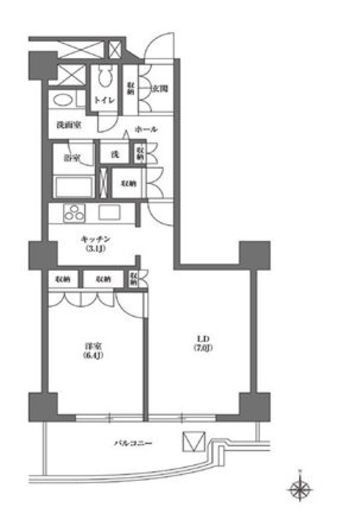 文京グリーンコートビュータワー本駒込 B606 間取り図