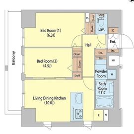 レフィールオーブ町屋駅前 1304 間取り図