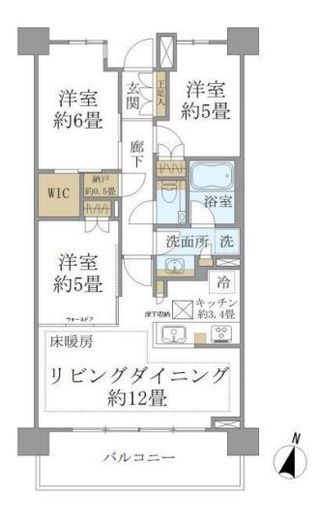ブリリア弦巻 3階 間取り図