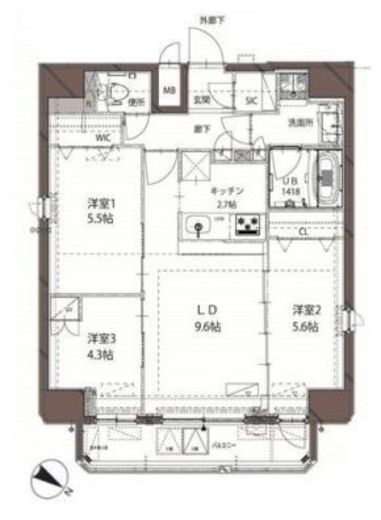ベルジューレ神保町 1201 間取り図