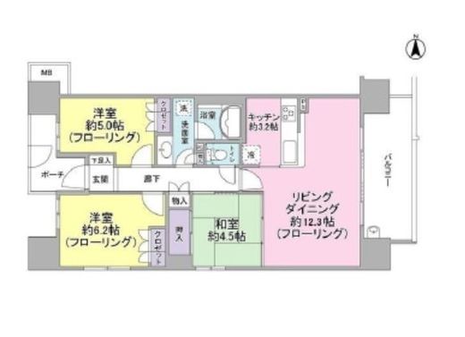 ガーデンティアラ武蔵小杉 7階 間取り図