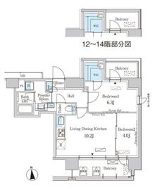 パークアクシス上野EAST 1404 間取り図