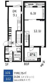Ts Residence白金高輪 102 間取り図