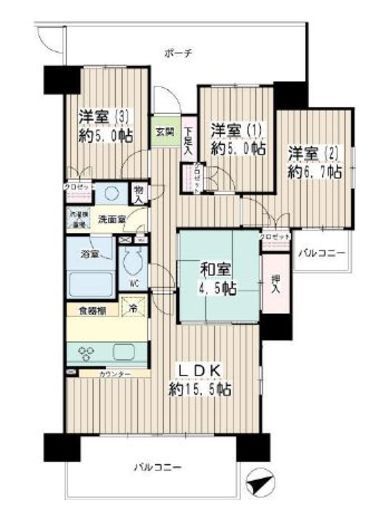 ガーデンティアラ武蔵小杉 9階 間取り図