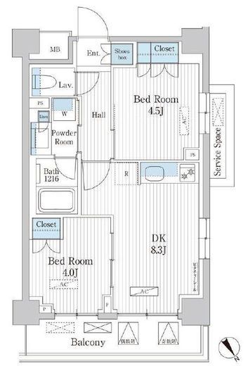 パークアクシス門前仲町テラス 402 間取り図