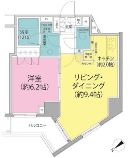パークハビオ東向島 406 間取り図