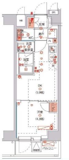 ハーモニーレジデンス東京サウス大塚 8階 間取り図
