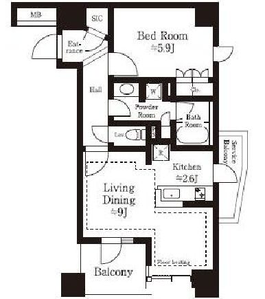 リビオ新宿御苑 2階 間取り図