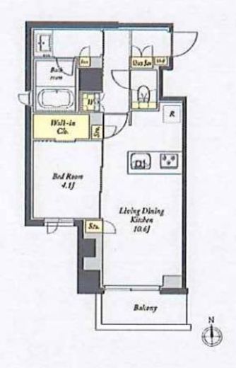 プライムメゾン西早稲田 405 間取り図