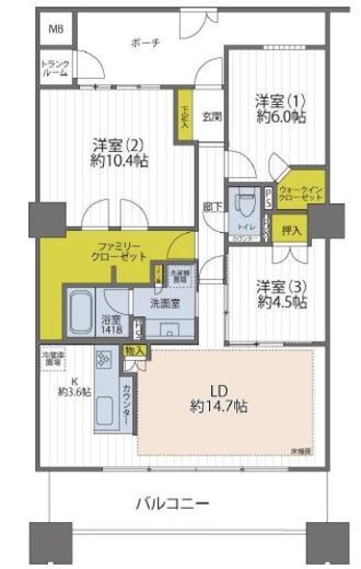 レジデンス・ザ・武蔵小杉 23階 間取り図