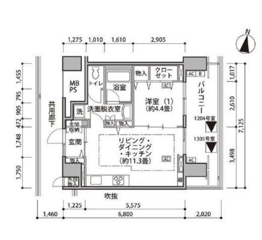 東雲キャナルコートCODAN 17-1305 間取り図