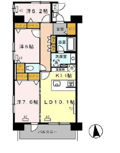 ロイヤルパークス西新井 207 間取り図