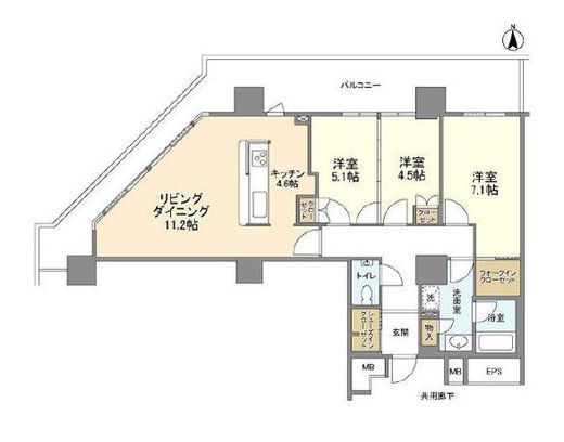 豊洲シエルタワー 21階 間取り図