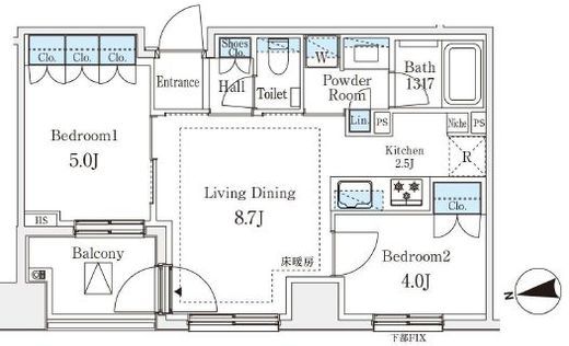 オープンレジデンシア品川中延ステーションフロント 5階 間取り図