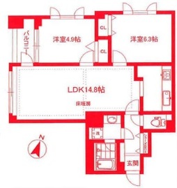 グランドパーク恵比寿センシュアス 4階 間取り図