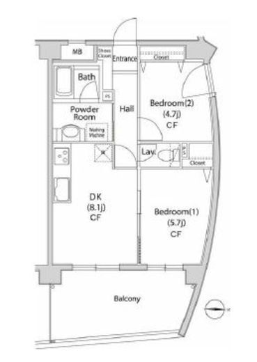 グレイスコート池尻大橋 2階 間取り図