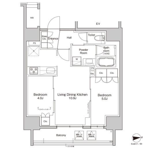 プラウドフラット日暮里 601 間取り図