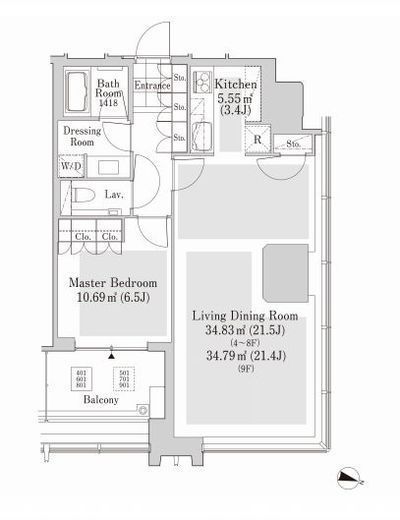 ラ・トゥール新宿アネックス 901 間取り図