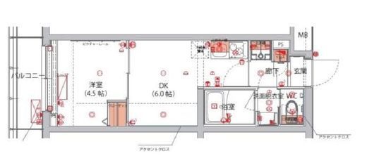 ハーモニーレジデンス新宿ザノース 305 間取り図
